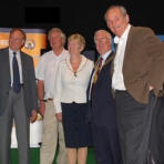 Richard Noble Project Director Bloodhound, Lord Mayor of Coventry, Lady Mayoress, Mrs Jill Harrison, Bob Shanks Chairman Imagineering Foundation and Malcolm Harbour MEP standing by Bloodhound SSC car