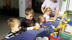 children playing at a table