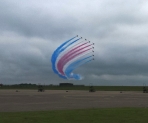 Aerial display with coloured streams
