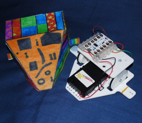 Shows Imagibot with cover and inset of chassis